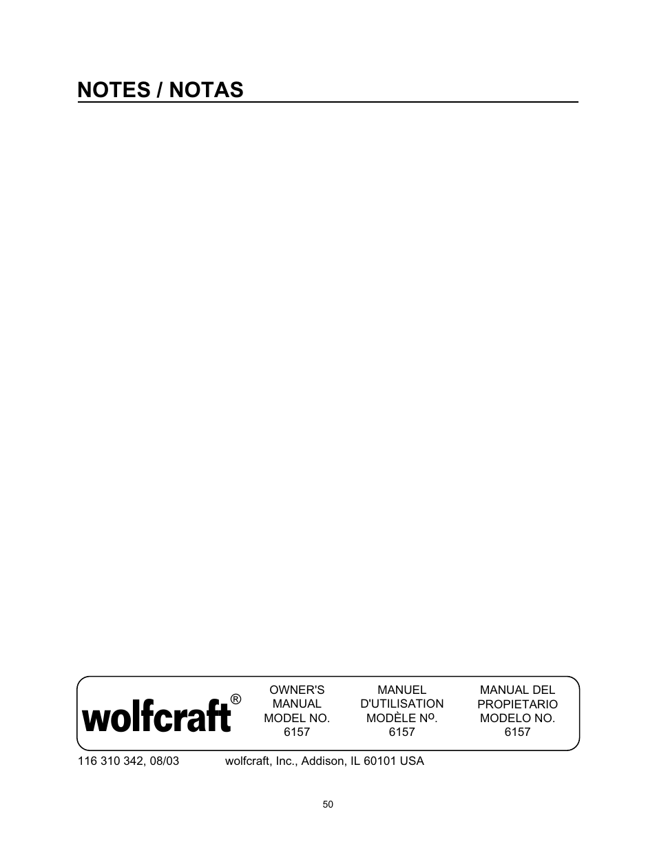 Wolfcraft | Wolfcraft 6157 User Manual | Page 50 / 52