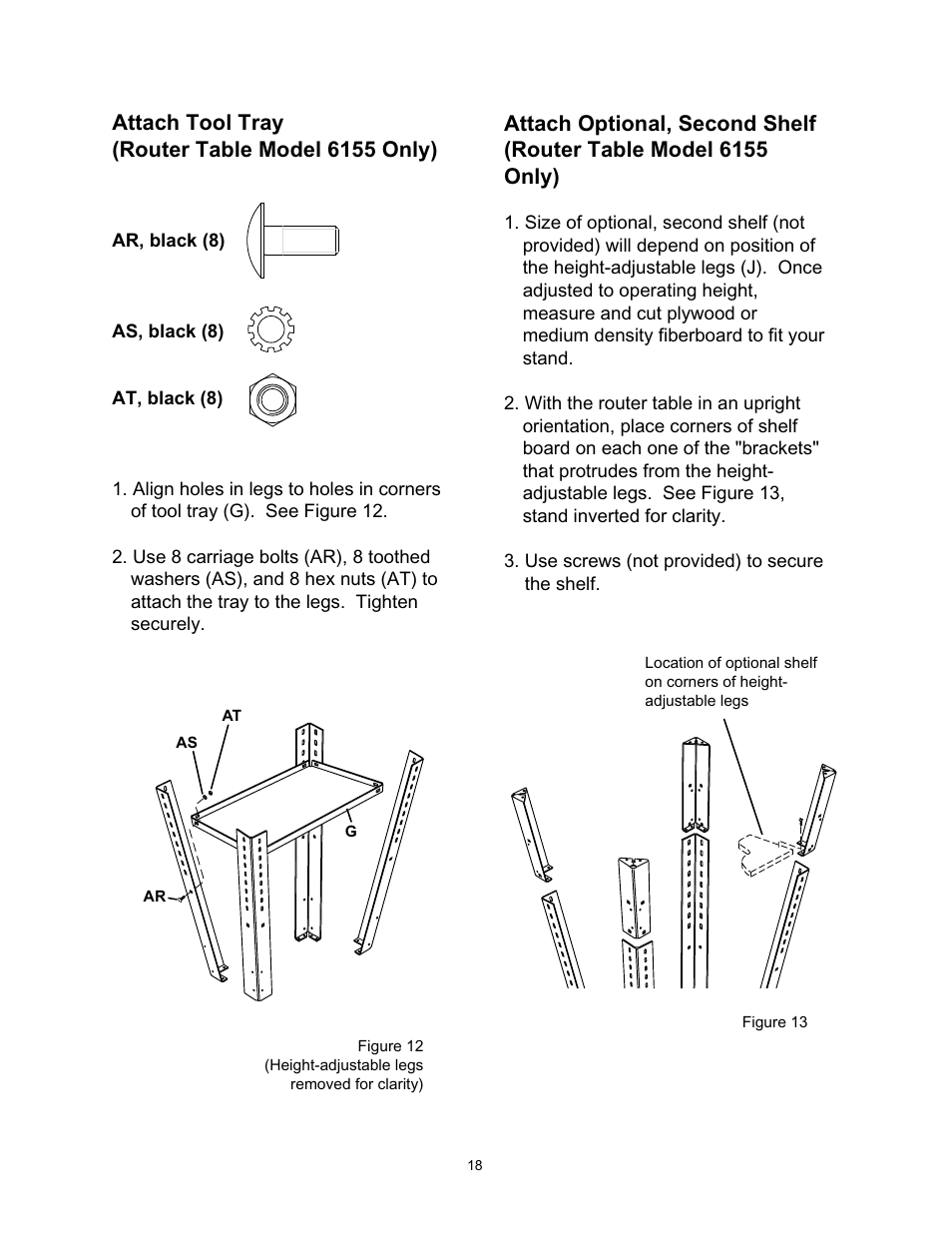 Attach tool tray (router table model 6155 only) | Wolfcraft 6155 User Manual | Page 18 / 92