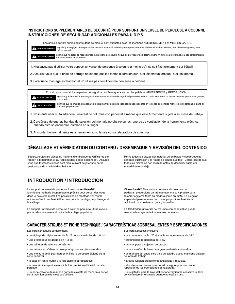Introduction / introducción | Wolfcraft 3408 User Manual | Page 14 / 24