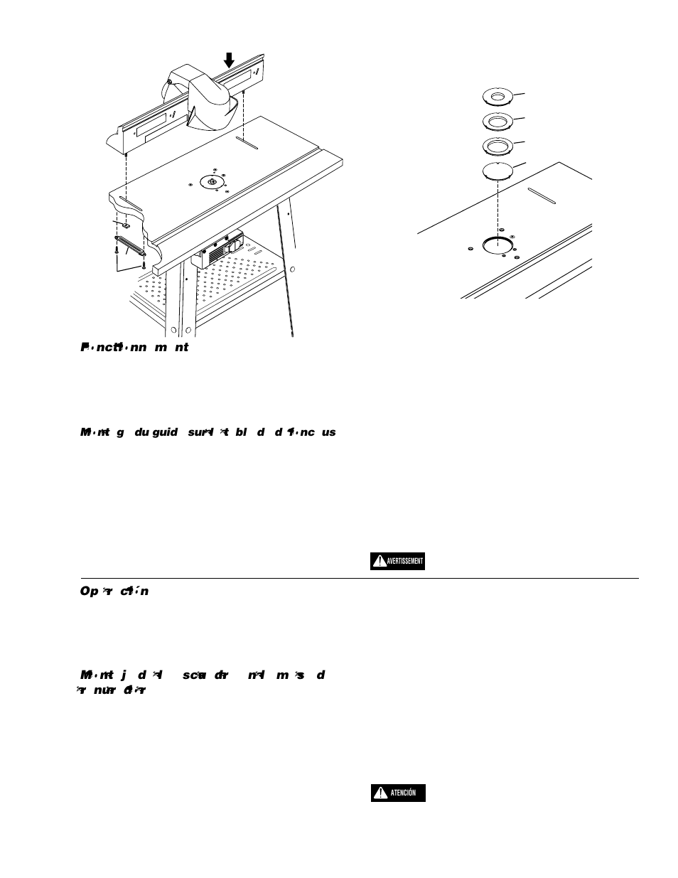 Fonctionnement, Operación, Montaje de la escuadra en la mesa de ranuradora | Wolfcraft 6151 User Manual | Page 31 / 40