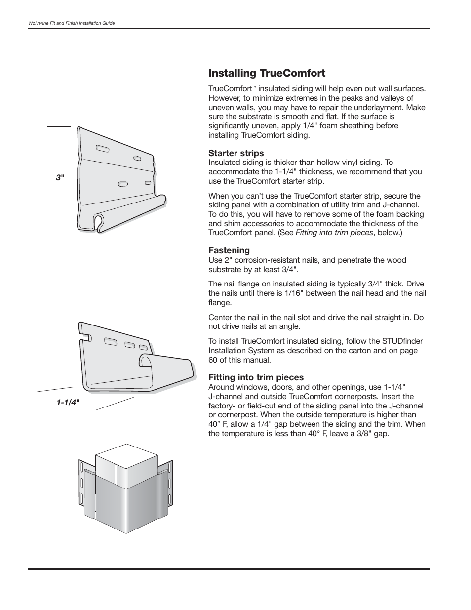 Installing truecomfort | Wolverine Siding and Vinyl Carpentry Soffit and Decorative Trim User Manual | Page 107 / 117