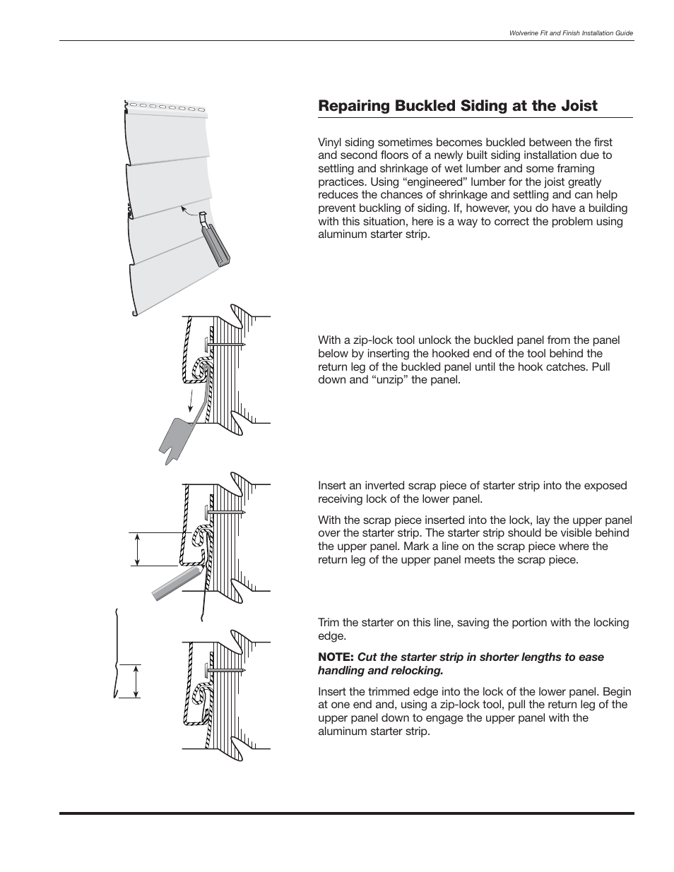 Repairing buckled siding at the joist | Wolverine Siding and Vinyl Carpentry Soffit and Decorative Trim User Manual | Page 114 / 117