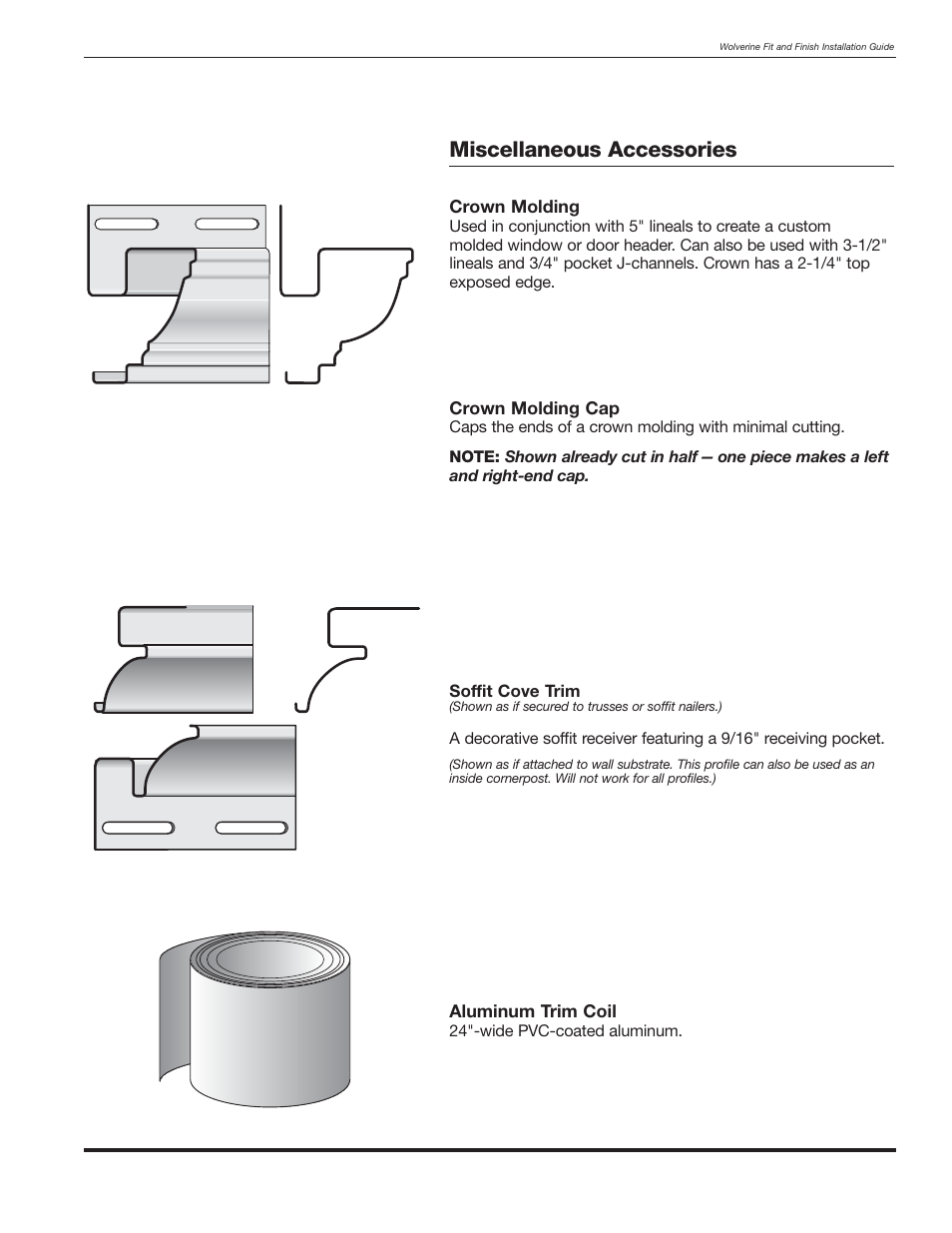 Miscellaneous accessories | Wolverine Siding and Vinyl Carpentry Soffit and Decorative Trim User Manual | Page 12 / 117