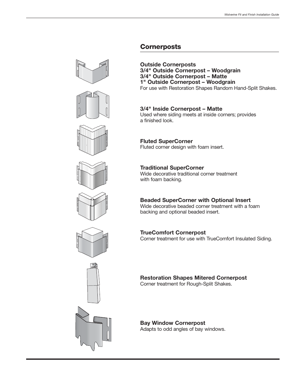 Cornerposts | Wolverine Siding and Vinyl Carpentry Soffit and Decorative Trim User Manual | Page 14 / 117
