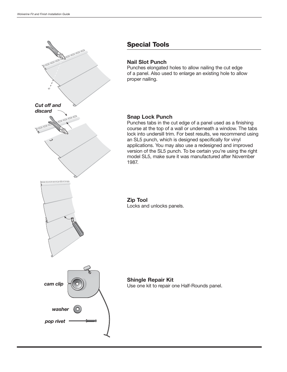 Special tools | Wolverine Siding and Vinyl Carpentry Soffit and Decorative Trim User Manual | Page 17 / 117