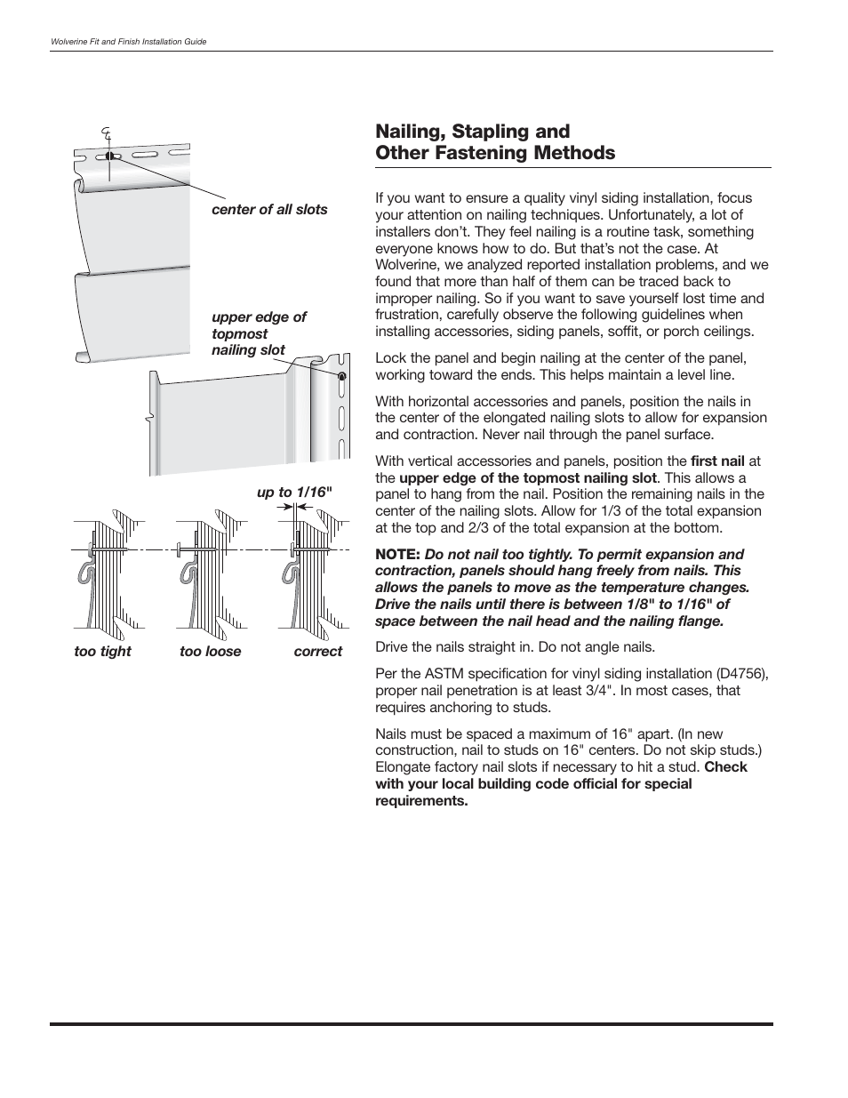 Nailing, stapling and other fastening methods | Wolverine Siding and Vinyl Carpentry Soffit and Decorative Trim User Manual | Page 25 / 117