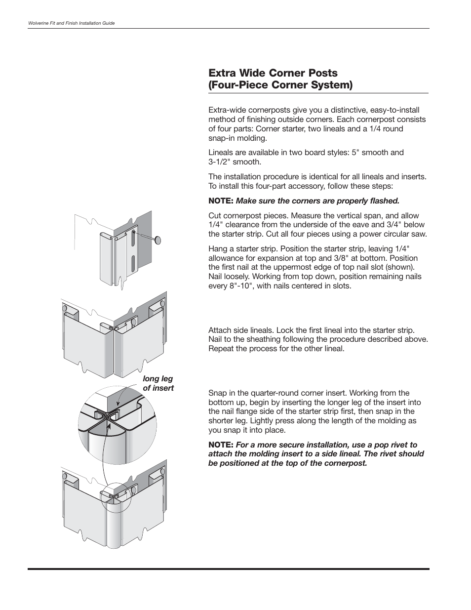 Extra wide corner posts (four-piece corner system) | Wolverine Siding and Vinyl Carpentry Soffit and Decorative Trim User Manual | Page 31 / 117