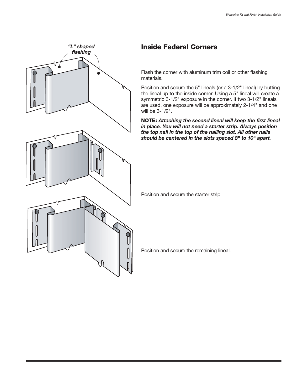 Inside federal corners | Wolverine Siding and Vinyl Carpentry Soffit and Decorative Trim User Manual | Page 34 / 117