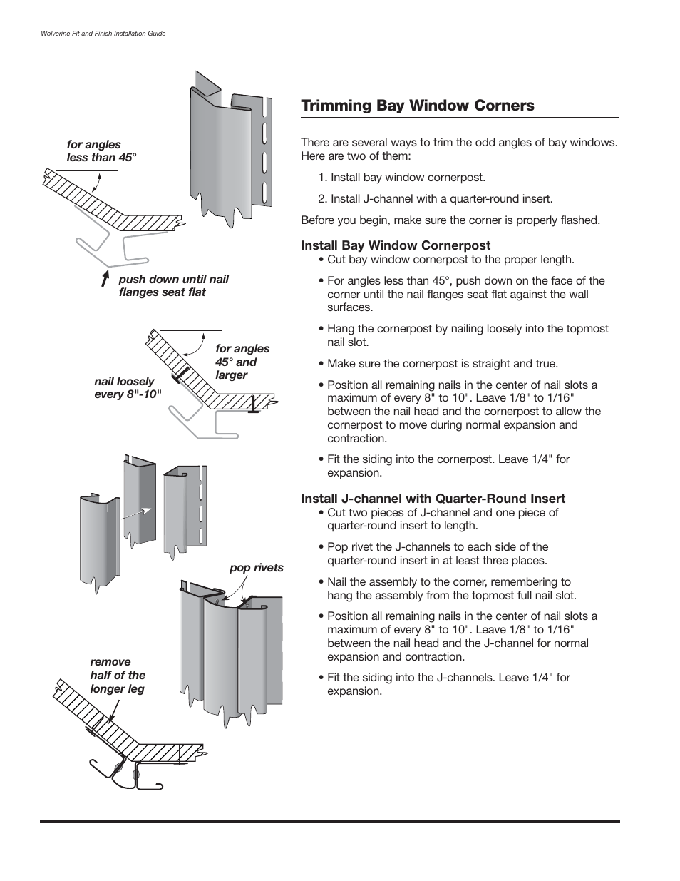 Trimming bay window corners | Wolverine Siding and Vinyl Carpentry Soffit and Decorative Trim User Manual | Page 35 / 117