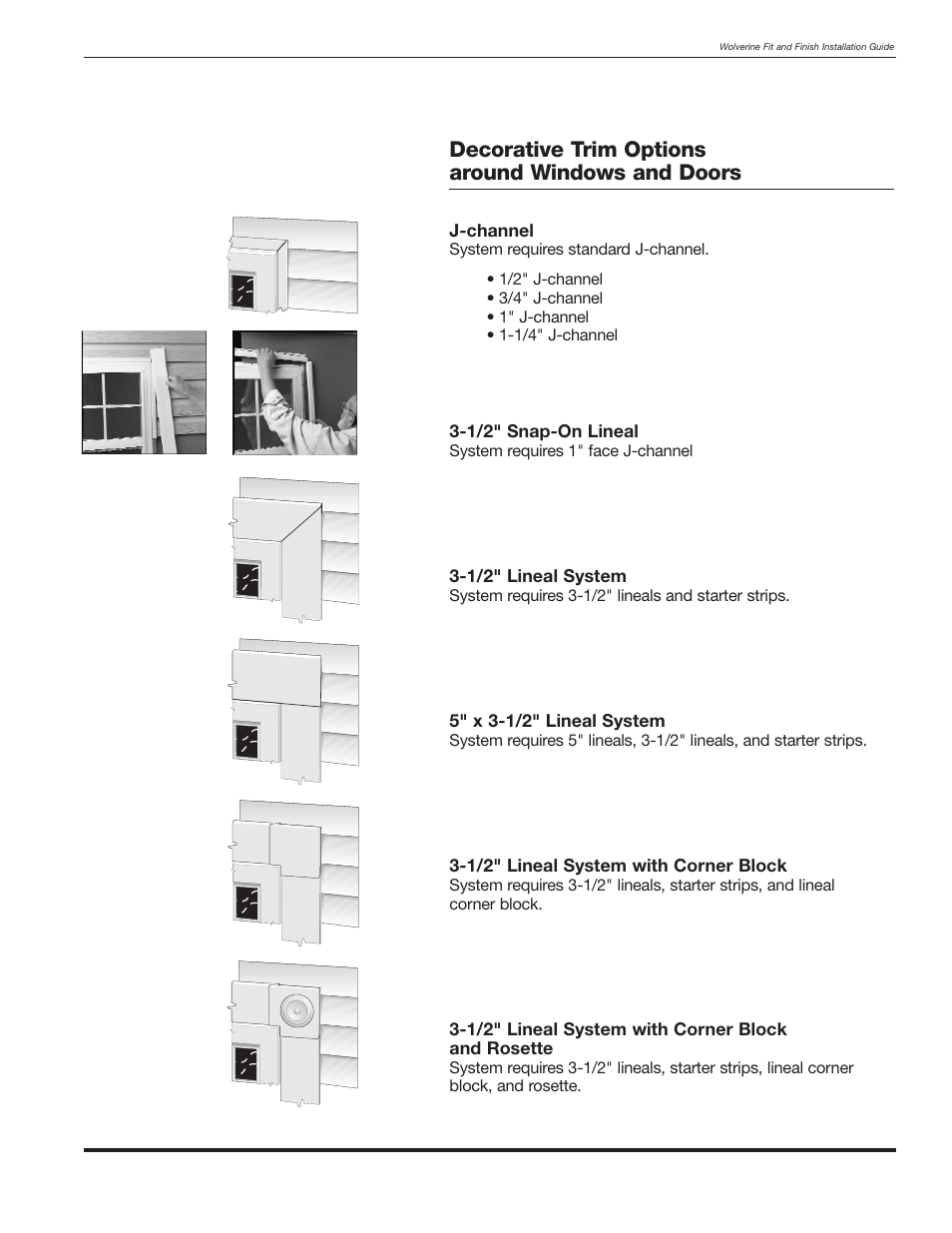 Decorative trim options around windows and doors | Wolverine Siding and Vinyl Carpentry Soffit and Decorative Trim User Manual | Page 36 / 117