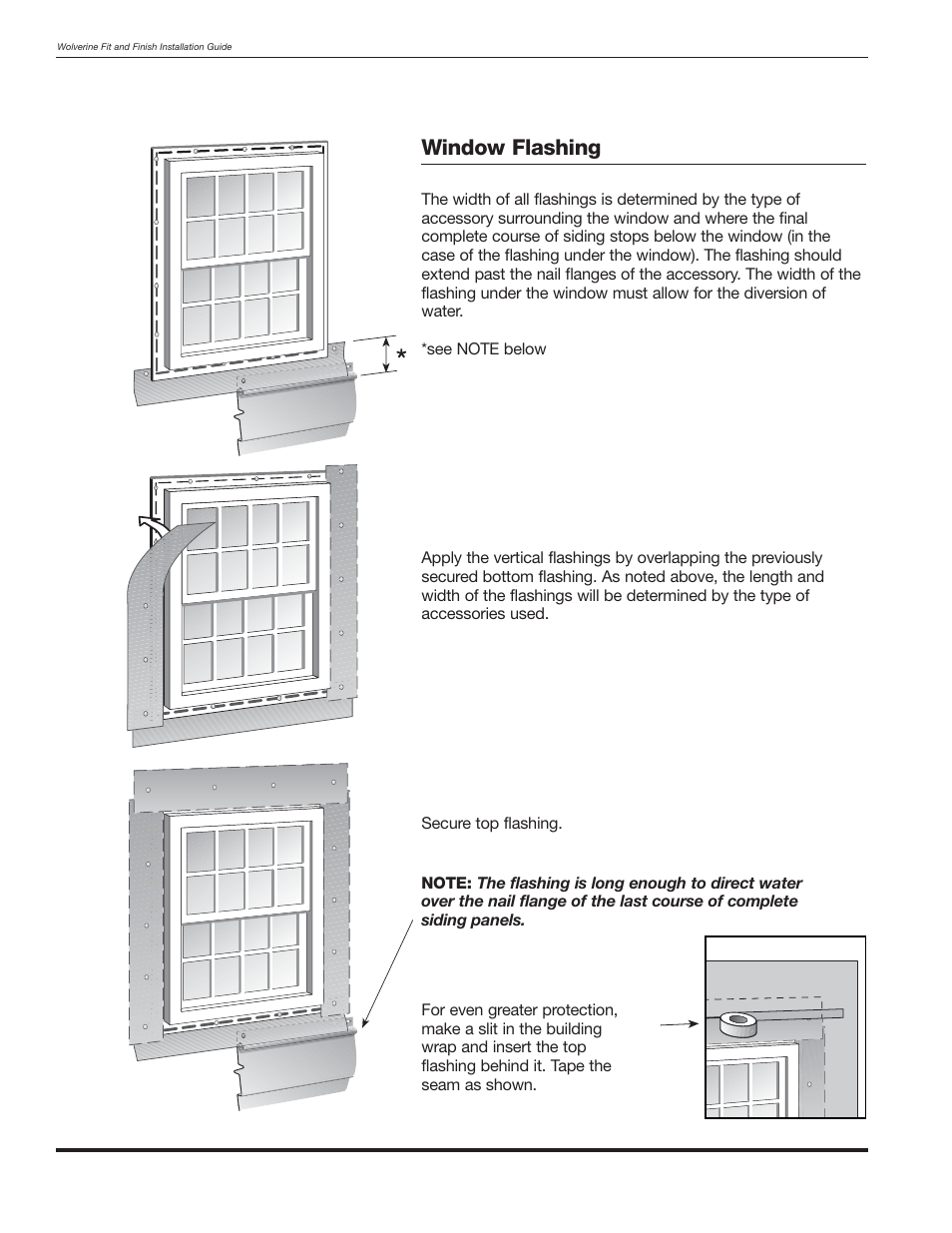 Window flashing | Wolverine Siding and Vinyl Carpentry Soffit and Decorative Trim User Manual | Page 37 / 117