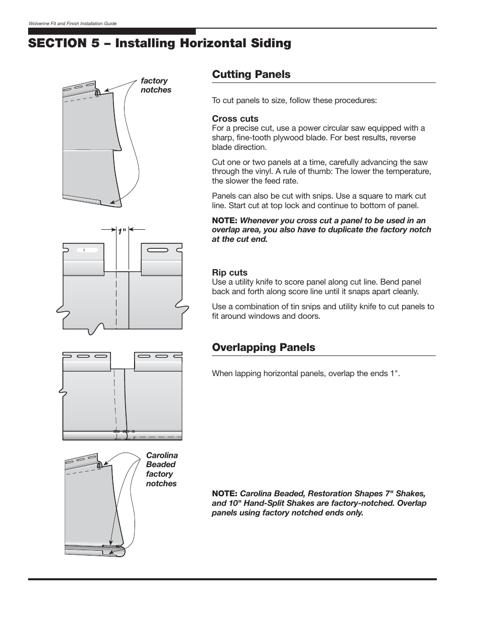 Cutting panels, Overlapping panels | Wolverine Siding and Vinyl Carpentry Soffit and Decorative Trim User Manual | Page 57 / 117