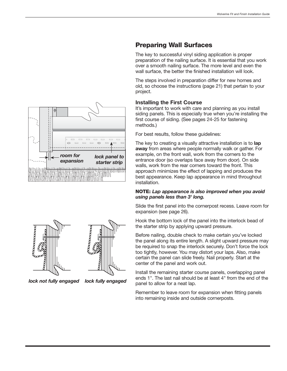 Preparing wall surfaces | Wolverine Siding and Vinyl Carpentry Soffit and Decorative Trim User Manual | Page 58 / 117
