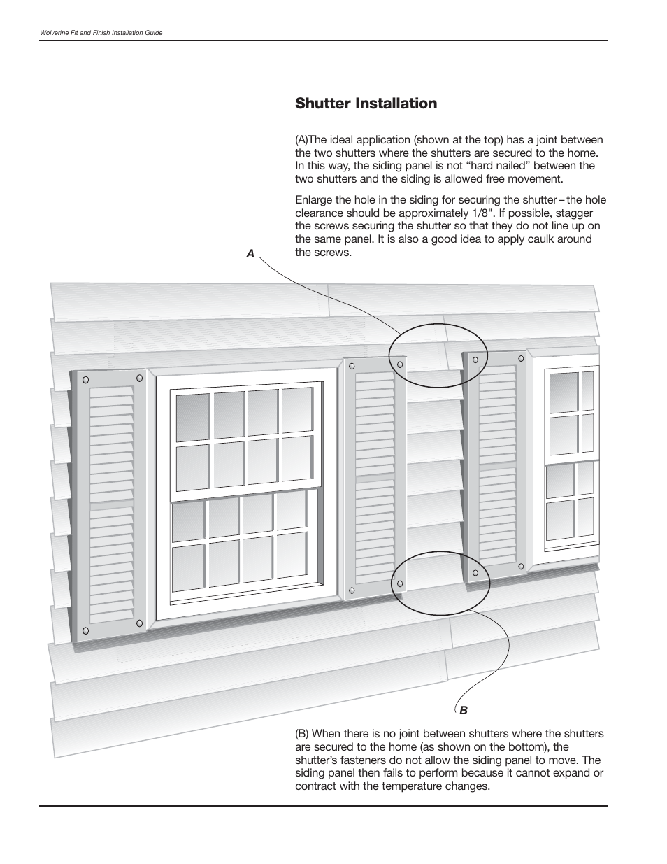 Shutter installation | Wolverine Siding and Vinyl Carpentry Soffit and Decorative Trim User Manual | Page 65 / 117