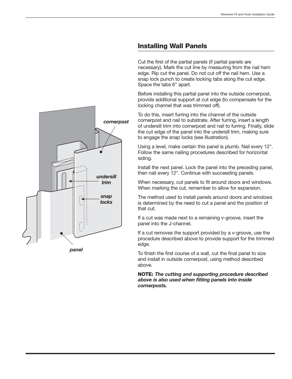 Installing wall panels | Wolverine Siding and Vinyl Carpentry Soffit and Decorative Trim User Manual | Page 70 / 117