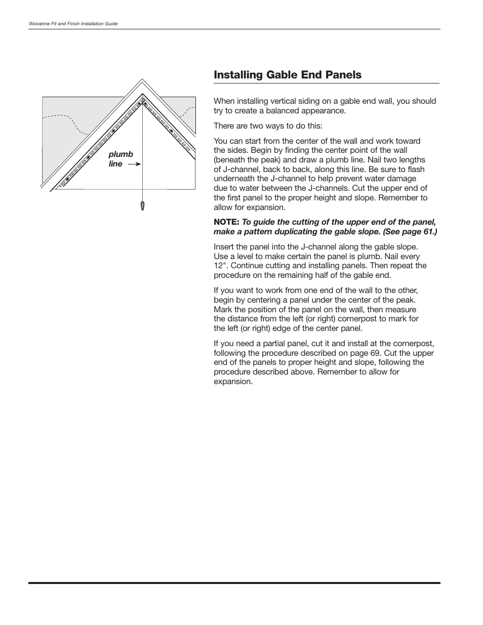 Installing gable end panels | Wolverine Siding and Vinyl Carpentry Soffit and Decorative Trim User Manual | Page 71 / 117