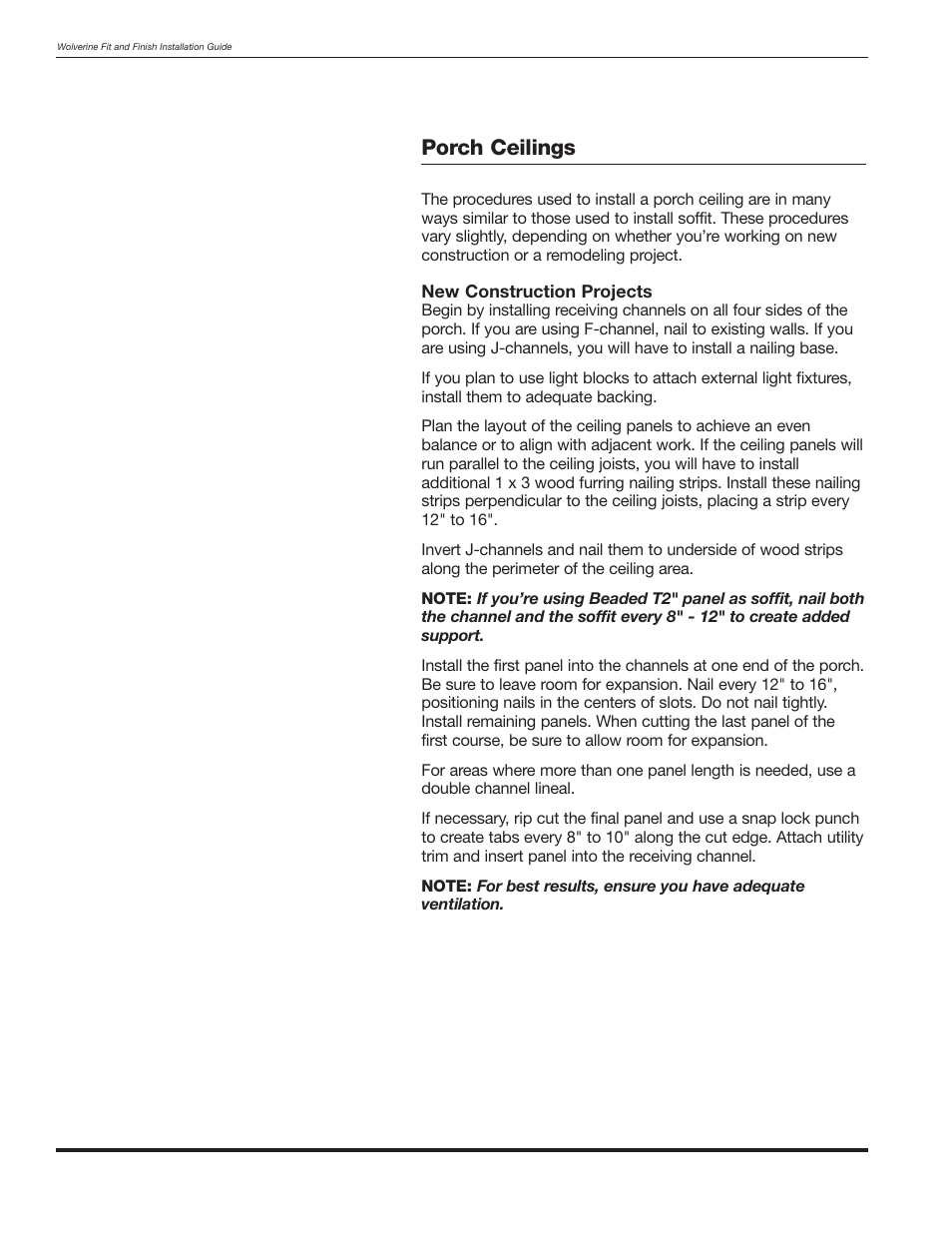 Porch ceilings | Wolverine Siding and Vinyl Carpentry Soffit and Decorative Trim User Manual | Page 73 / 117