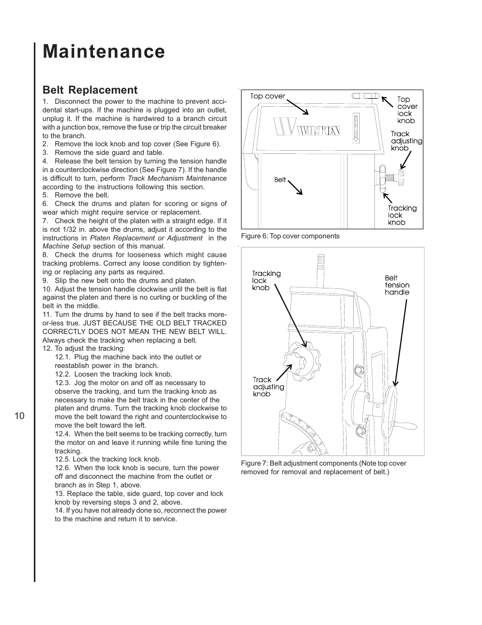 Maintenance, Belt replacement | Wilton 4400A User Manual | Page 10 / 32