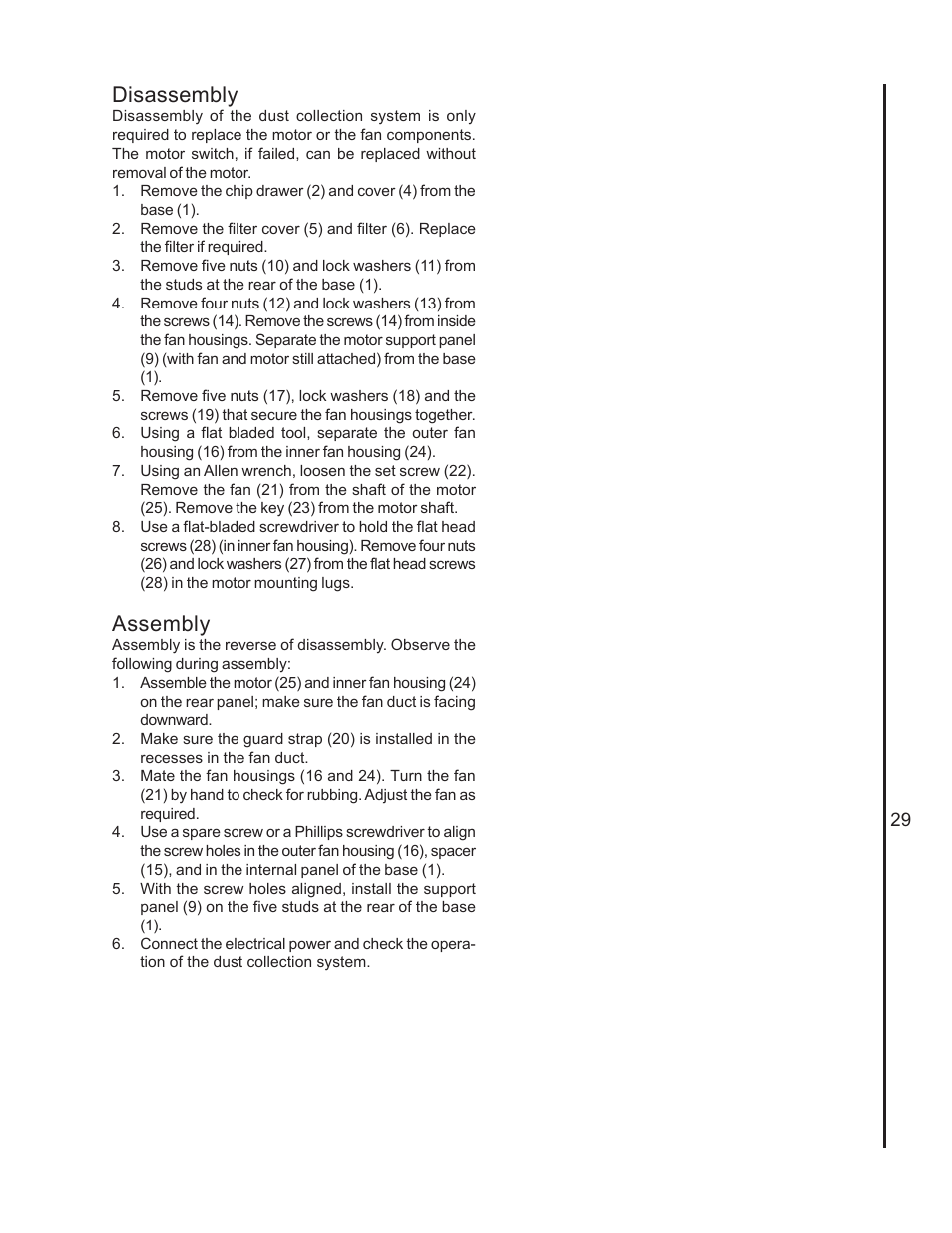 Disassembly, Assembly | Wilton 4400A User Manual | Page 29 / 32