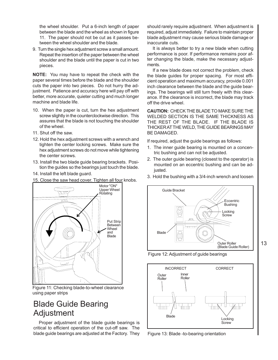 Blade guide bearing adjustment | Wilton 7020/7040 User Manual | Page 12 / 28