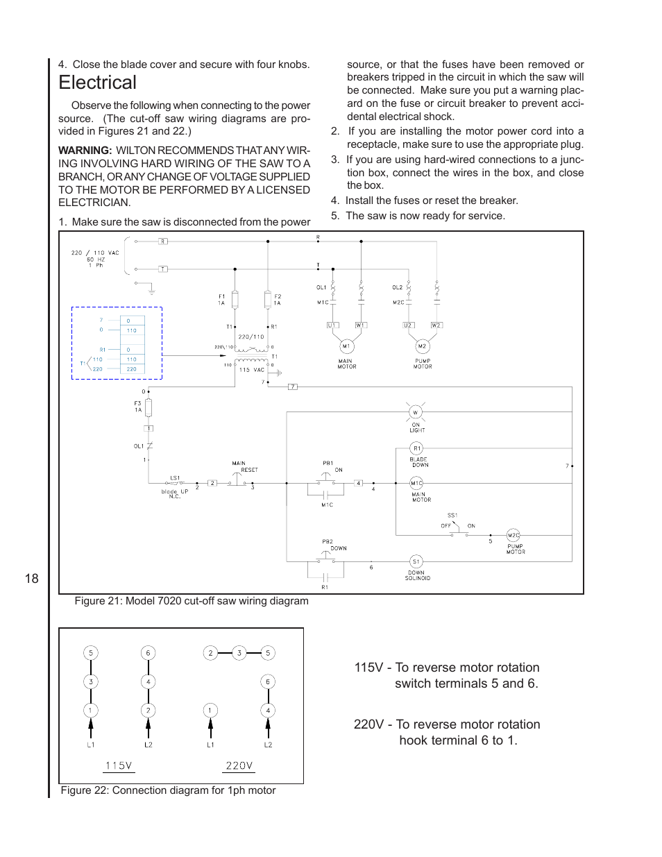 Electrical | Wilton 7020/7040 User Manual | Page 17 / 28
