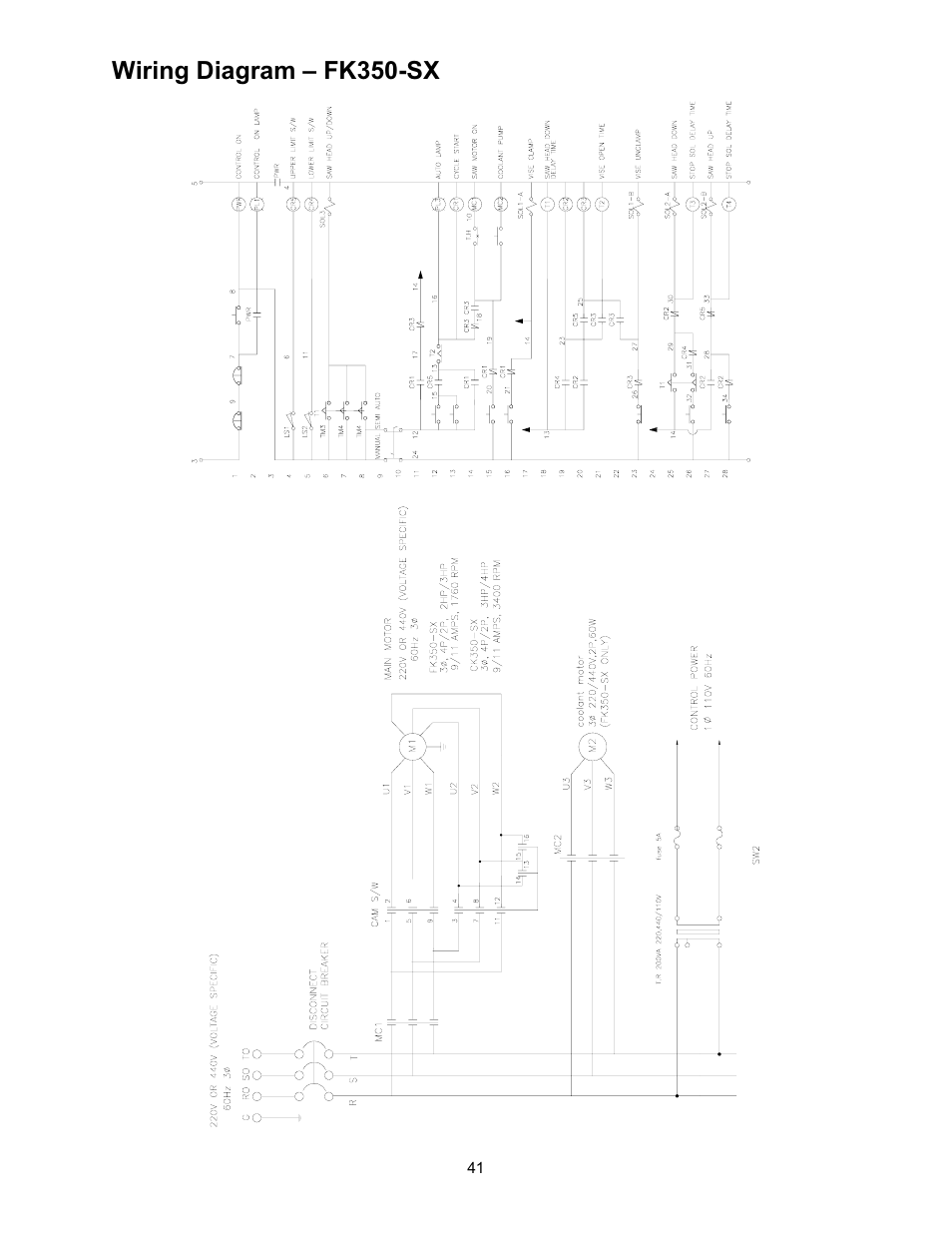 Fk350-sx, Wiring diagram – fk350-sx | Wilton FK350-4 User Manual | Page 41 / 44