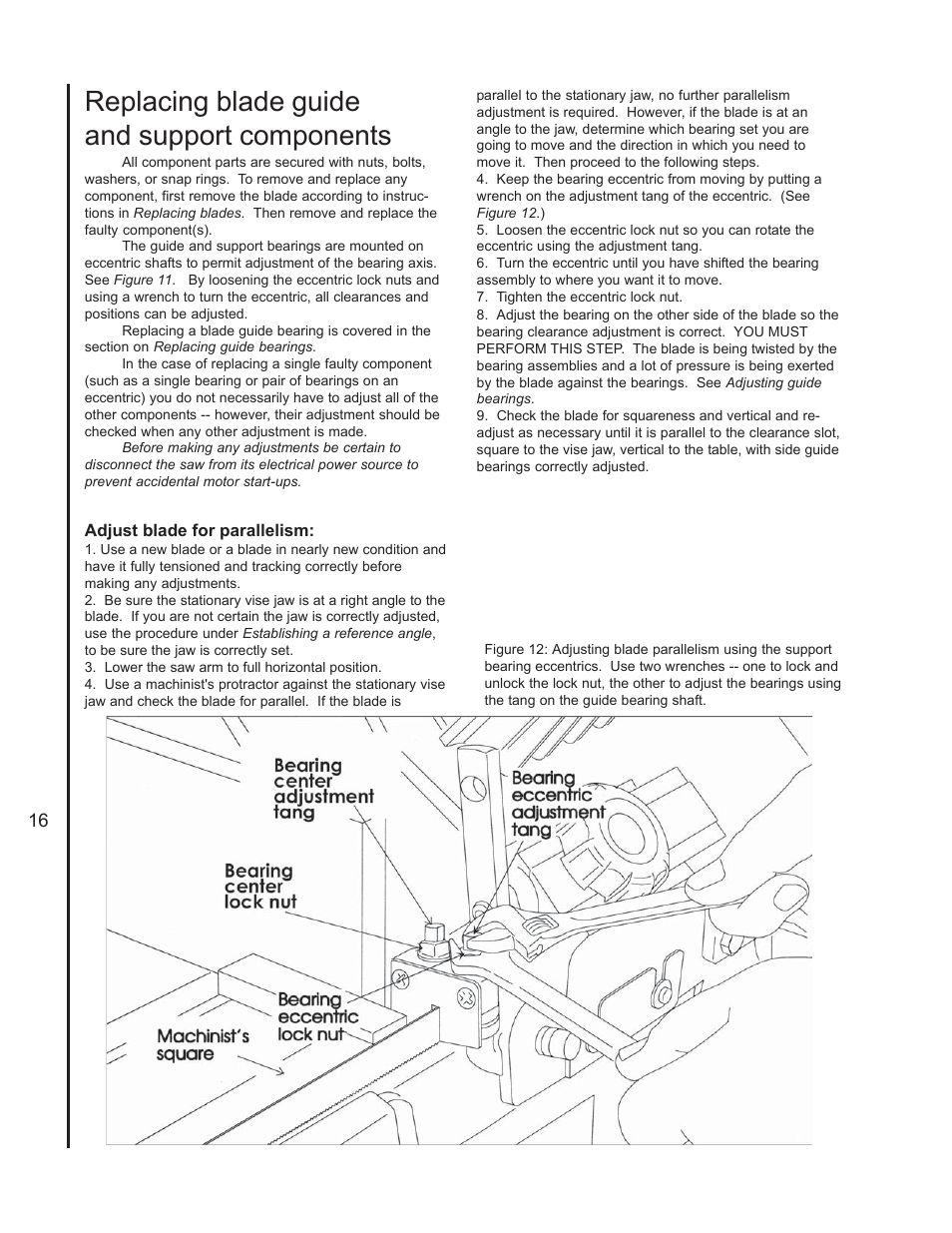 Replacing blade guide and support components | Wilton 3410 User Manual | Page 16 / 30