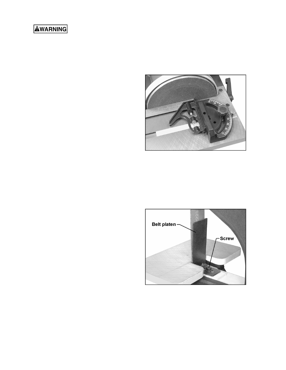 Use of the miter gauge, Belt platen | Wilton 41002 User Manual | Page 13 / 24