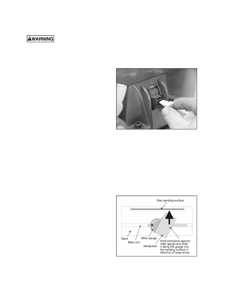 Operation, Starting and stopping the sander, Belt and disc movement | Typical operations | Wilton 41002 User Manual | Page 16 / 24