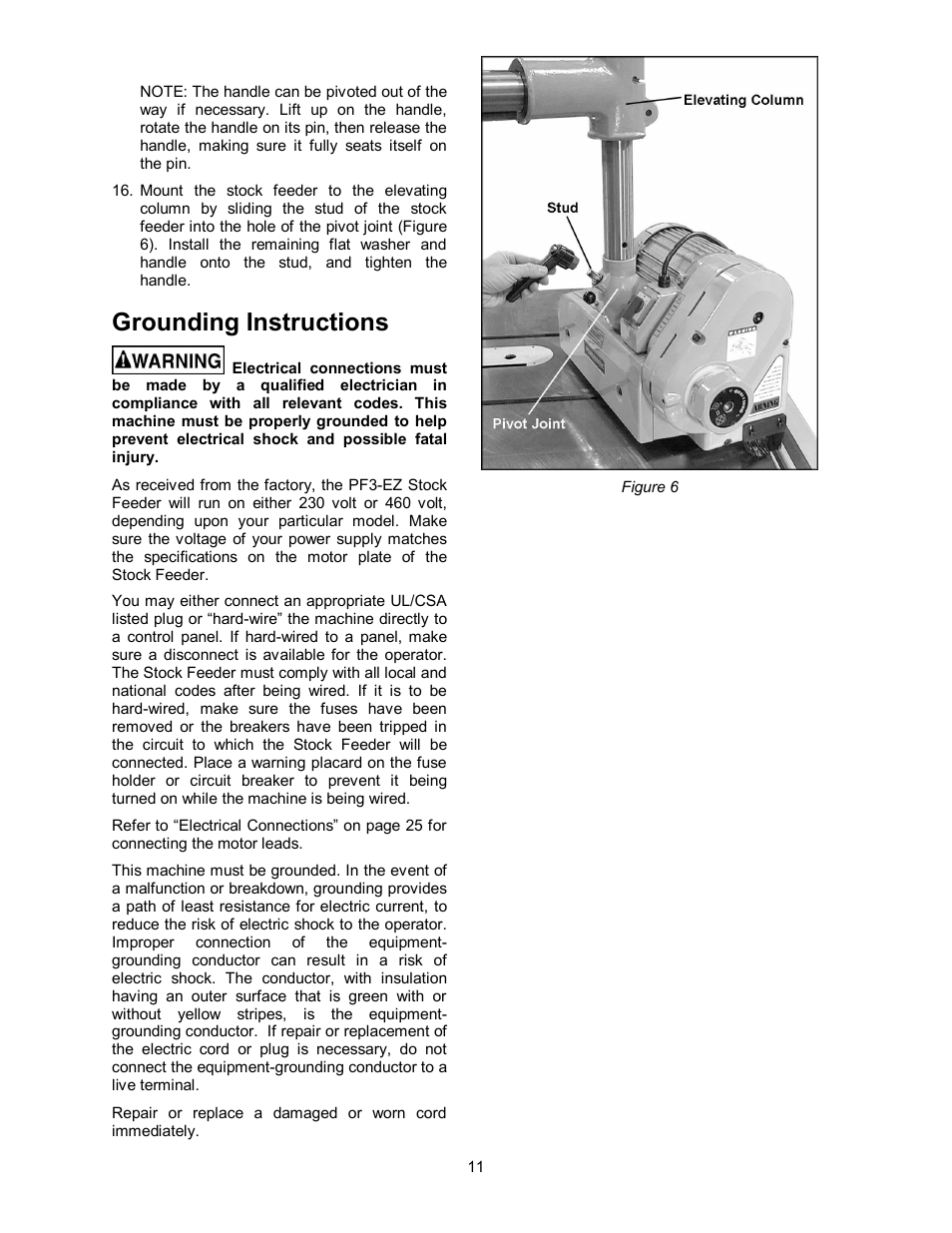 Grounding instructions | Wilton PF3-EZ User Manual | Page 11 / 28