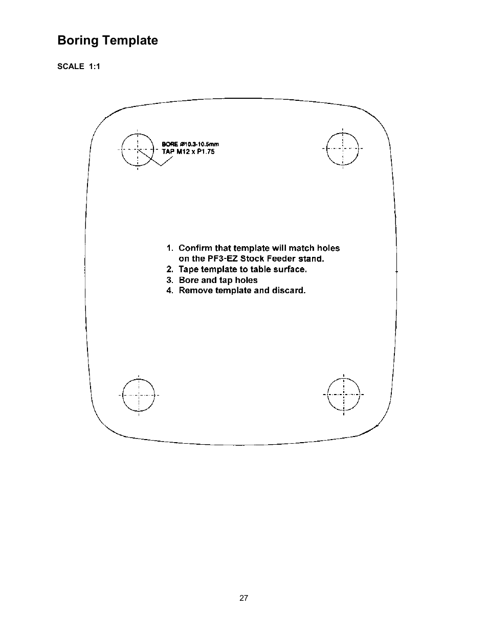 Boring template | Wilton PF3-EZ User Manual | Page 27 / 28