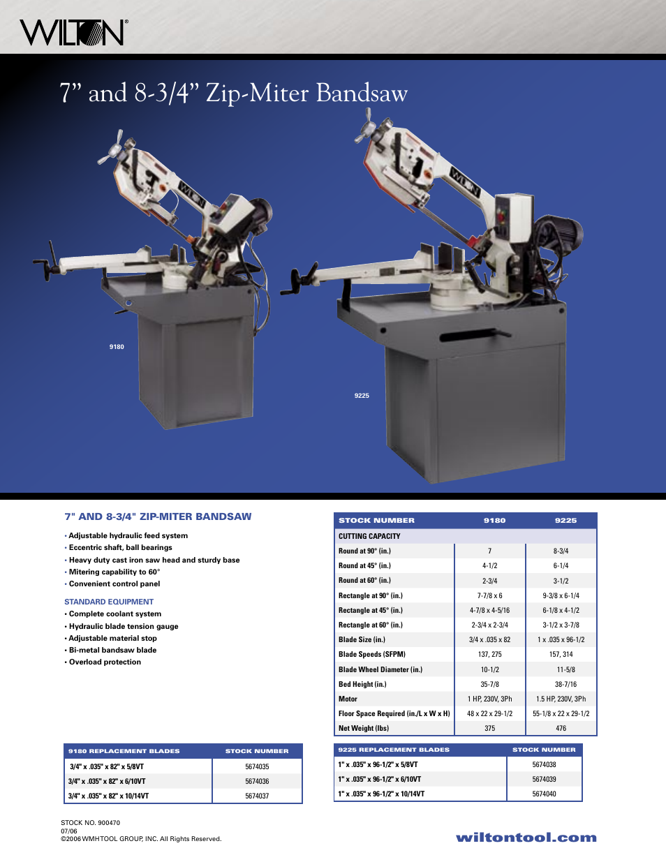 7” and 8-3/4” zip-miter bandsaw, 7" and 8-3/4" zip-miter bandsaw | Wilton Miter Band Saw User Manual | Page 2 / 2