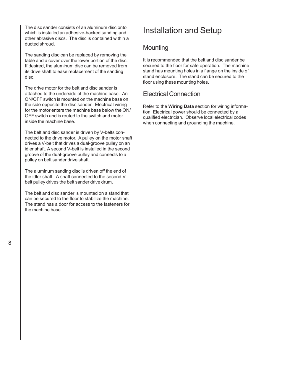 Installation and setup, Mounting, Electrical connection | Wilton 4210 User Manual | Page 8 / 24