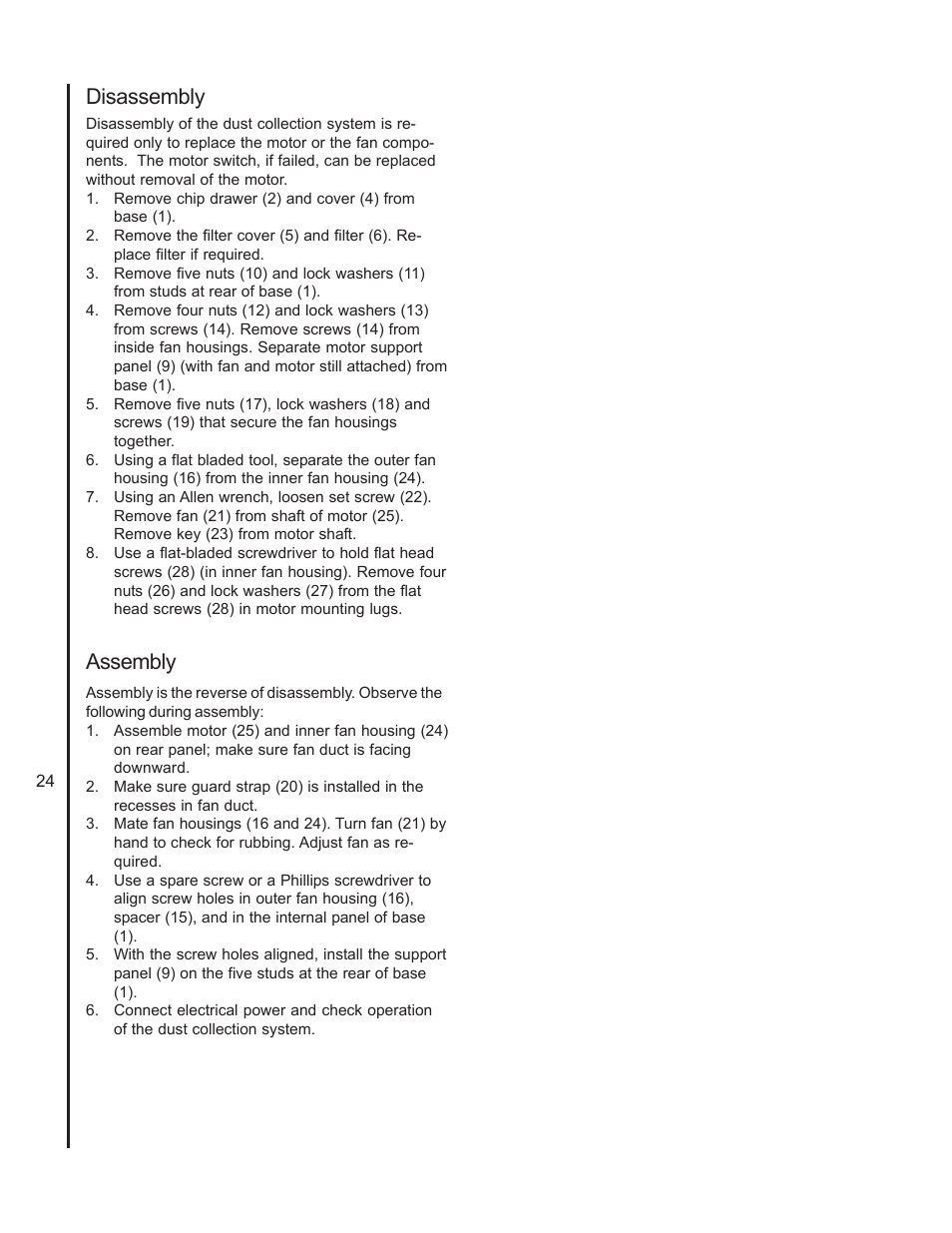 Disassembly, Assembly | Wilton 4103 User Manual | Page 24 / 28