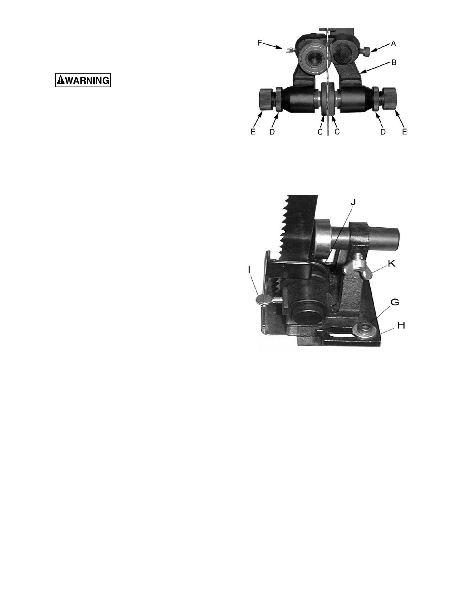 Lower blade guide adjustment | Wilton JWBS-16B User Manual | Page 11 / 32