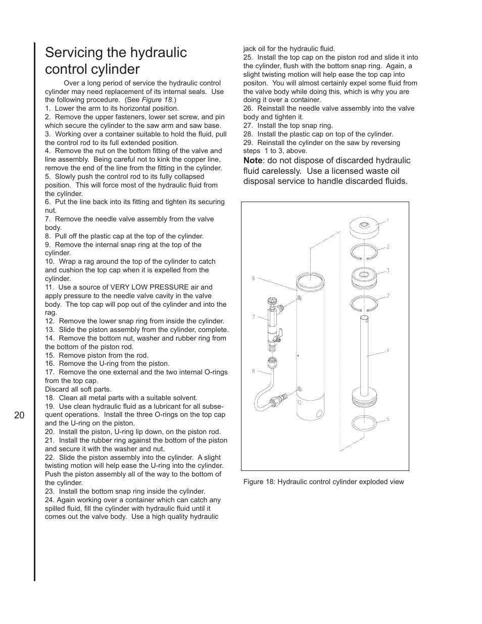 Servicing the hydraulic control cylinder | Wilton 3400 User Manual | Page 20 / 30