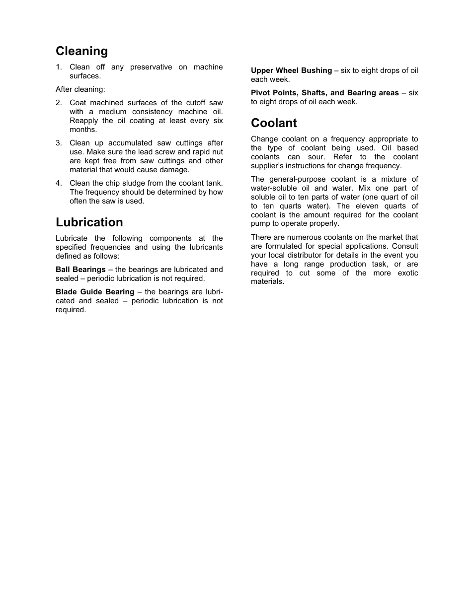 Cleaning, Lubrication, Coolant | Wilton 7015 User Manual | Page 20 / 32