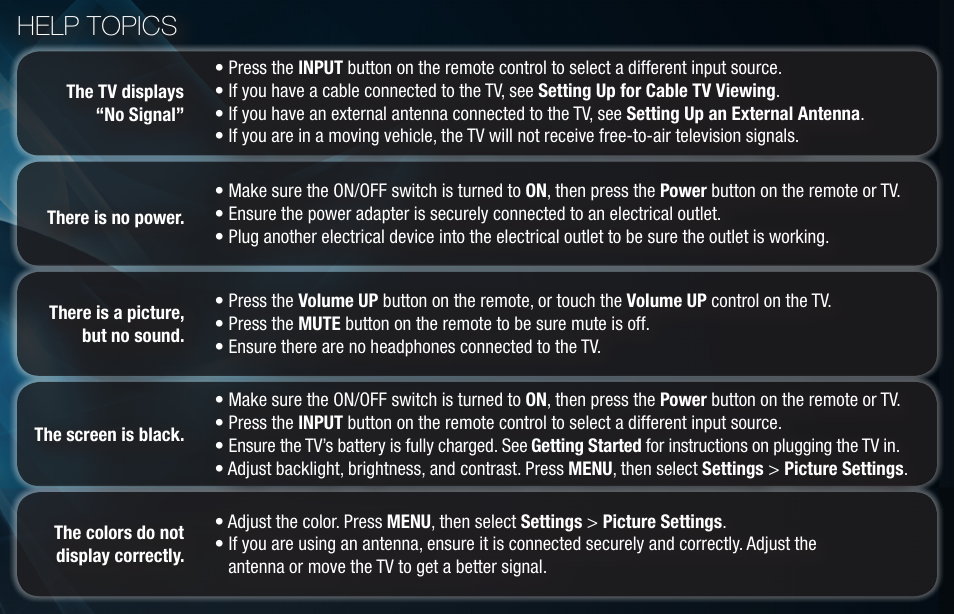 Help topics | Whirlpool VMB070 User Manual | Page 10 / 16