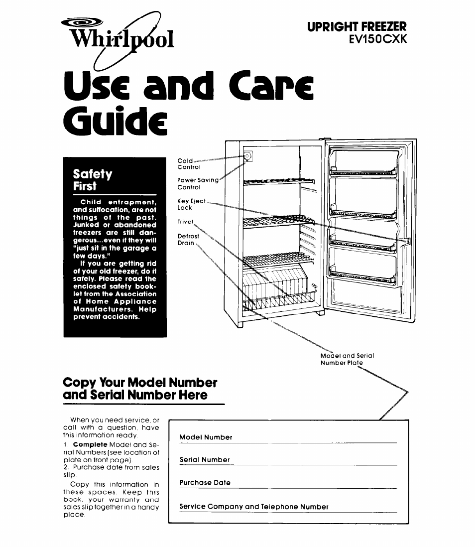 Whirlpool EV15OCXK User Manual | 8 pages