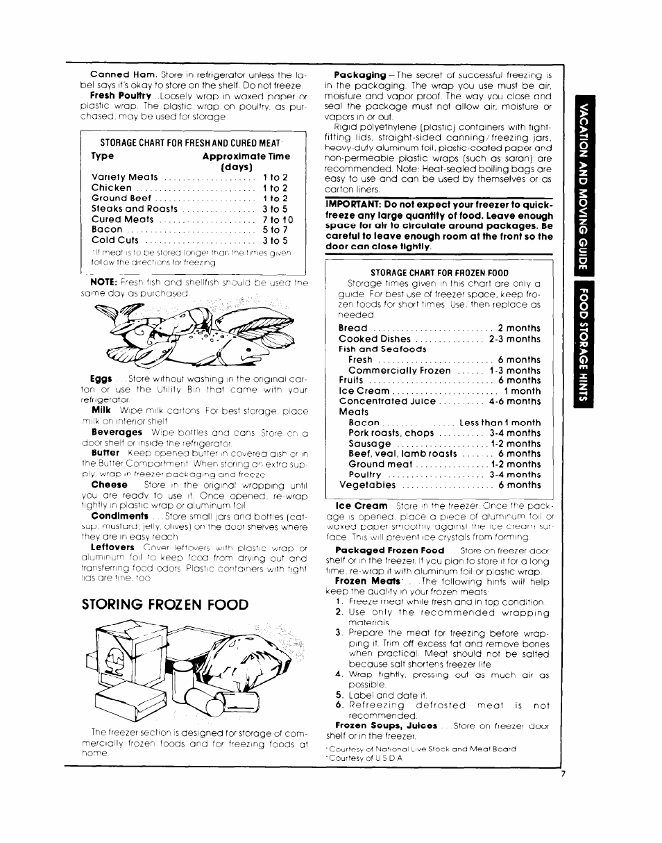 Storing frozen food | Whirlpool EB19AKXL User Manual | Page 7 / 8