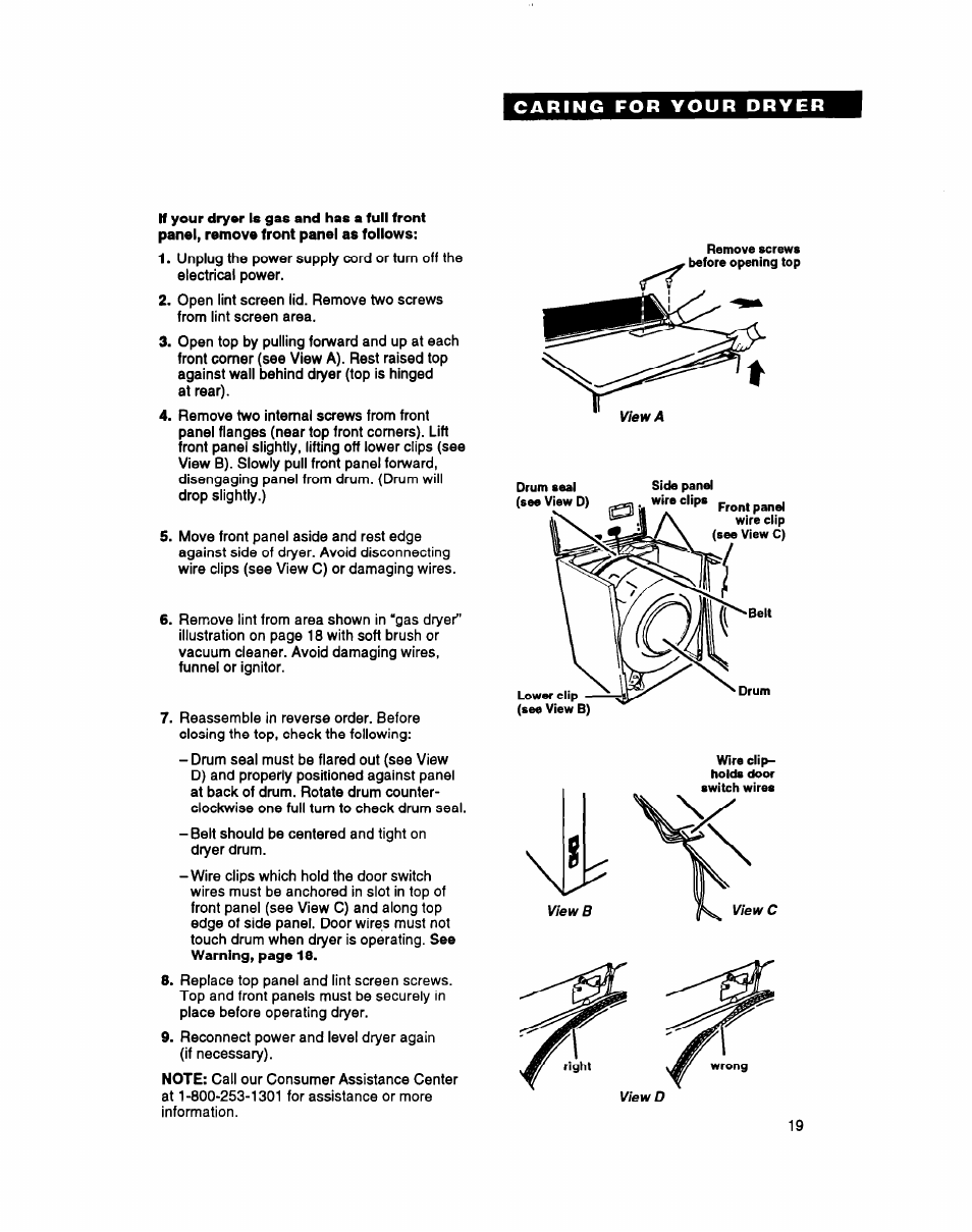 If your dryer is gas and has a full front | Whirlpool 3396304 User Manual | Page 19 / 28