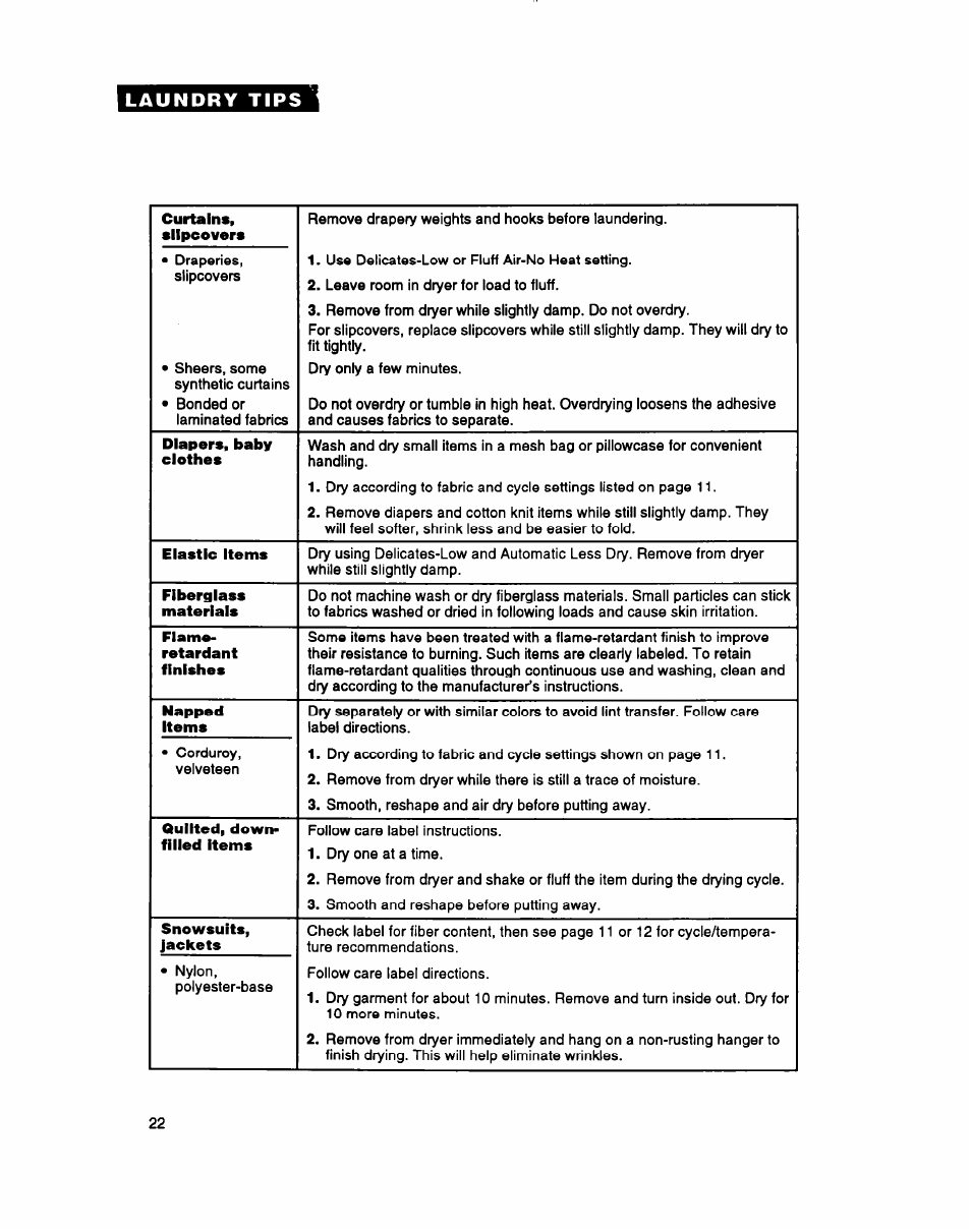 Whirlpool 3396304 User Manual | Page 22 / 28