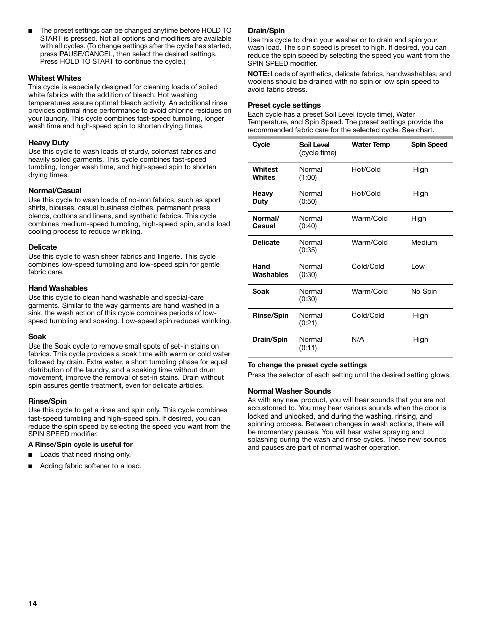 Whirlpool duet Front-Load Washer User Manual | Page 14 / 64