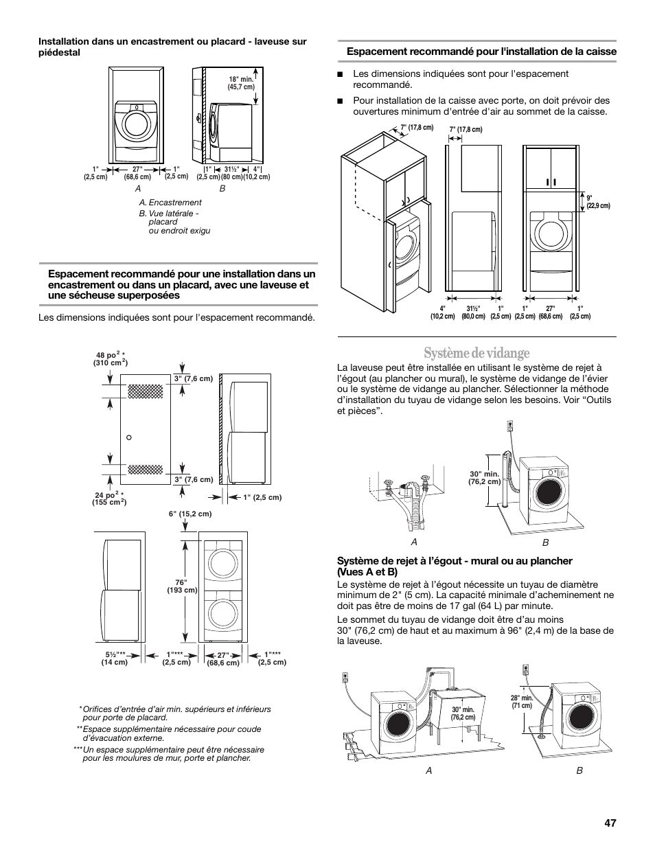 Système de vidange | Whirlpool duet Front-Load Washer User Manual | Page 47 / 64