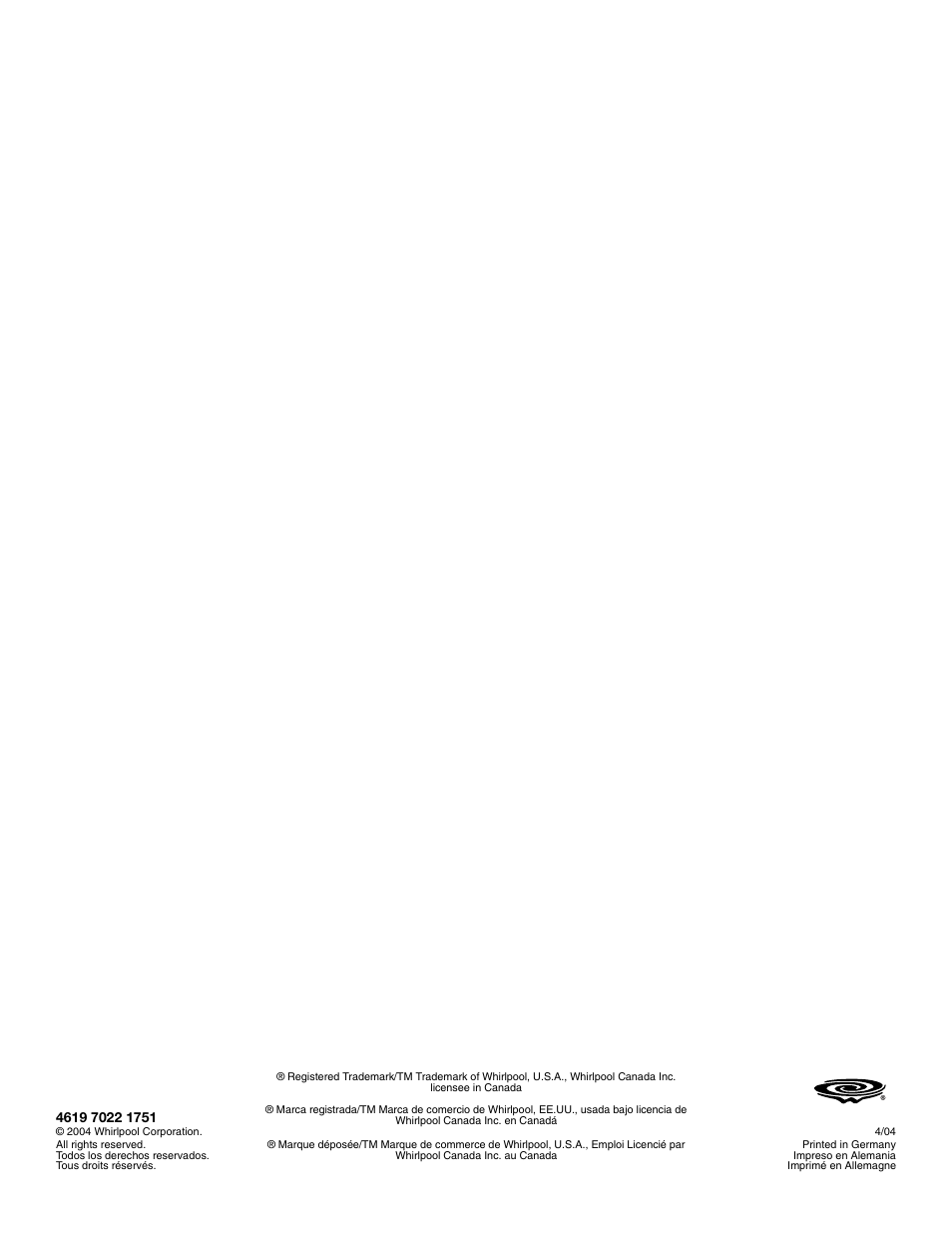 Whirlpool duet Front-Load Washer User Manual | Page 64 / 64