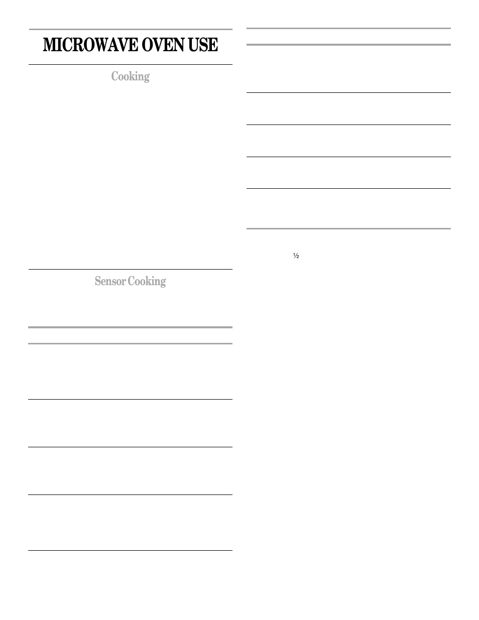 Microwave oven use, Cooking, Sensor cooking | Whirlpool GH8155XJ User Manual | Page 12 / 20