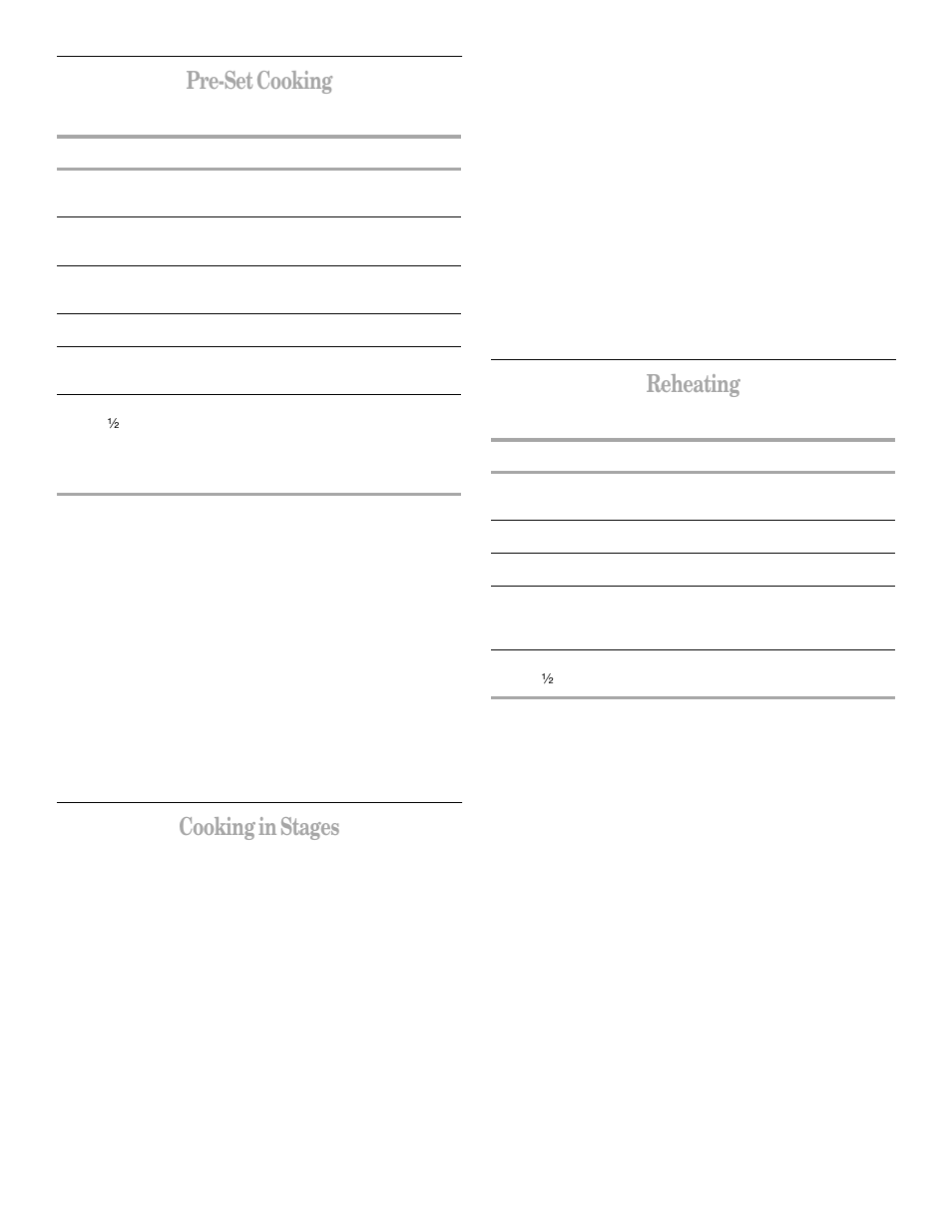 Pre-set cooking, Cooking in stages, Reheating | Whirlpool GH8155XJ User Manual | Page 13 / 20