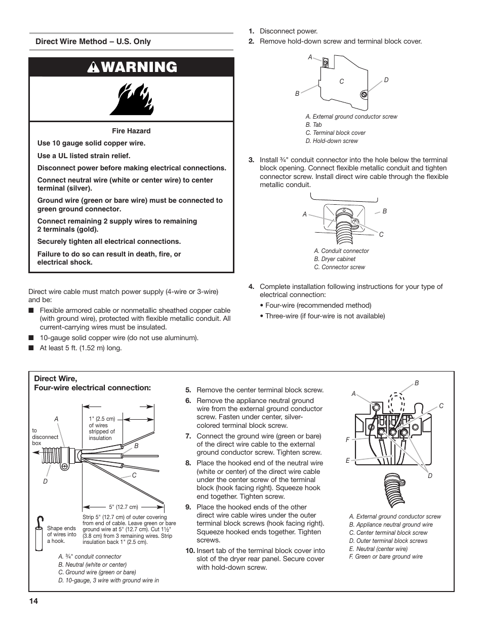 Warning | Whirlpool 8TCEM2760KQ0 User Manual | Page 14 / 36