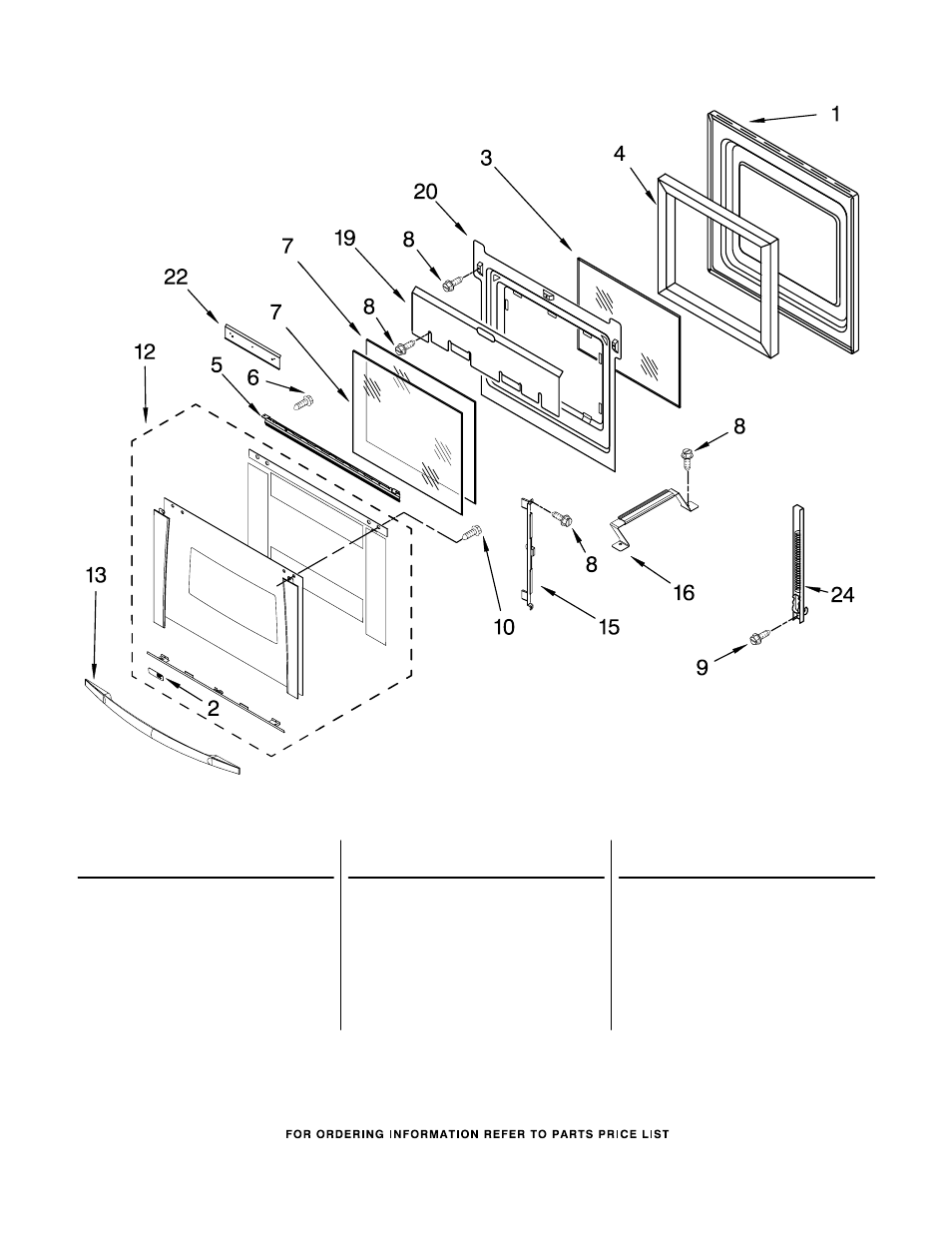 Oven door, Oven door parts | Whirlpool GBS277PRS01 User Manual | Page 4 / 7