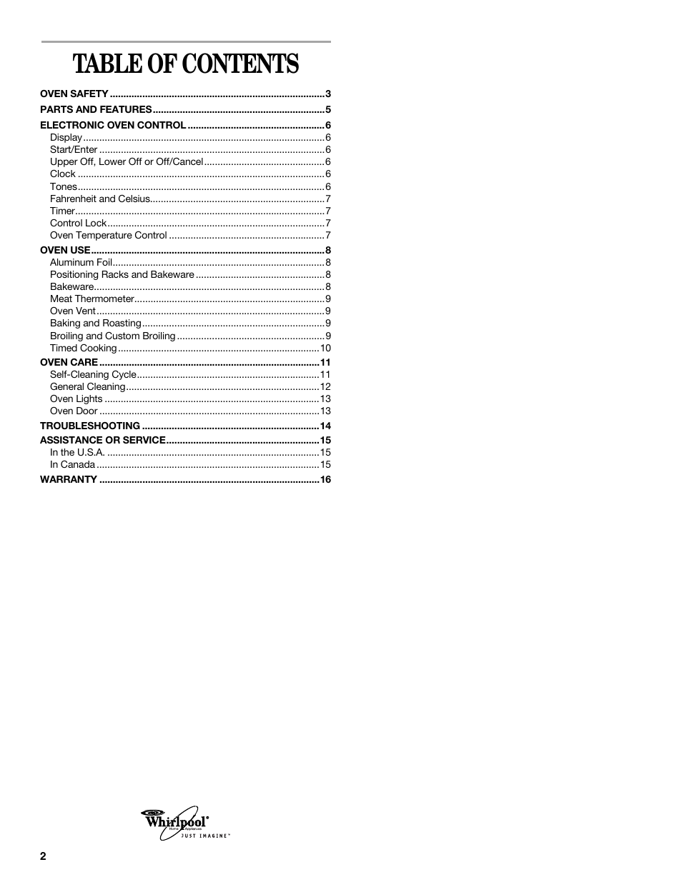 Whirlpool YRBS275 User Manual | Page 2 / 16